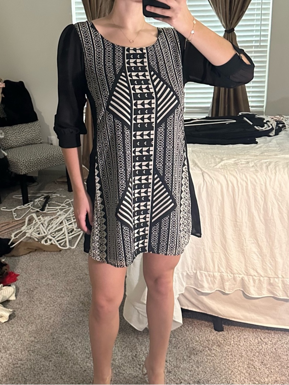 HeartSoul Black and White Geometric Mini Dress
